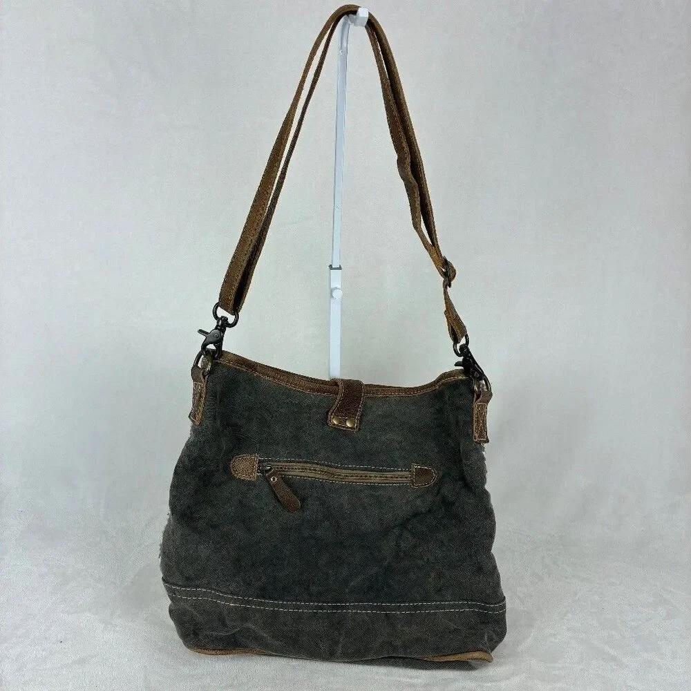 Myra Identity Crossbody Bag -Brown Gray Woven Cotton Geometric Boho Western